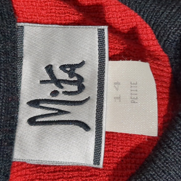 Vintage Mita Women's 2PC Knit Suit Jacket & Skirt red Black Size 14 - Picture 9 of 12